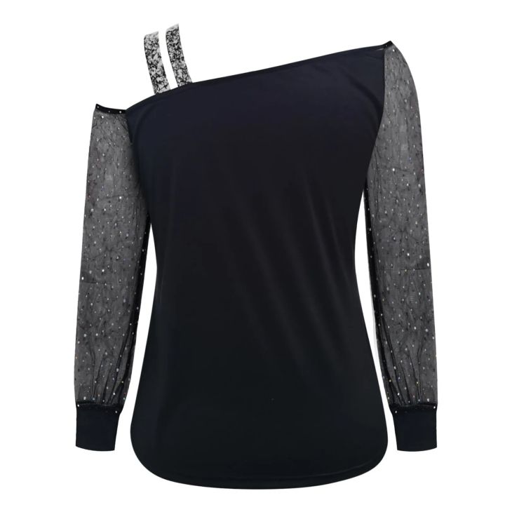 Sequin%20Mesh%20Cold%20Shoulder%20Blouse%20Splice%20Long%20Sleeves%20Loose%20Shiny%20Glitter%20Tunic%20Top%20Casual%20Womens%20Tops%20And%20Blouses%20-%20Image%206