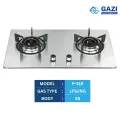 Gazi Smiss Stainless Steel Auto Ignition Double Burner Gas stove P-316 LPG/NG Useable..