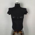 Sexy Hot Girl Skinny Slimming Big Chest Temperament Wild Turtleneck Short Sleeve T T-shirt Top Women's Clothing.