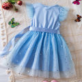 GC Toddler Baby Girl Tulle Tutu Dress Round Neck Ruffle Sleeve Outfit Star Sequins Bow Waistband Princess Dress. 