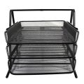 3-Tier Metal Desk Organizer with Mesh Trays  Lightweight Design with Rubber Grips. 