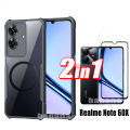 2 in 1 Realme Note 60X Shockproof Case for Realme Note 60 C75 Anti Blue Light Ray Tempered Glass.