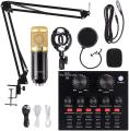 BM 800 Microphone & V8 Sound Card-Singing Broadcast Condenser Recodingg Studio light ,Live Music, TikTok, live Facebook for phone Computer audio Entertainment Sound Re_cording Microphone & Sound card. 