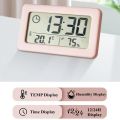 Mini Digital Clock Temperature Humidity Portable Table Clock Thermometer Hygrometer 12/24H Battery Operated LED Clock. 