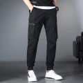 Summer Men's Lightweight Cargo Pants Drawstring Slim Fit Cargo Pants With Zipper Pockets Outdoor Hiking Military Trousers Male.