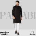 GoodMan Premium Black Color Semi Long Panjabi for Men.. 