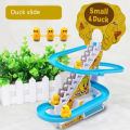 Duck Slide Toy Set, Funny Automatic Stair-Climbing Ducklings Cartoon Race Track Set with Lights and Music (Duck) Small Duck. 