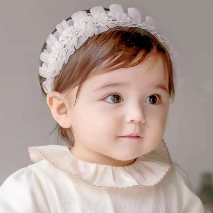 Baby Girl Lace Headband Newborn Princess White Flower Bow Hair Bands Infant Toddler Bowknot Turban Kids Hair Accessories