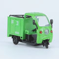 1/32 Sanitation Tricycle Simulation Alloy Children's Toy Car Model Sound and Light Warrior Boy Decoration Gifts.