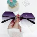 Rimless Oversized Sunglasses Women Luxury Brand Designer Sun Glasses Female Fashion Retro Gradient Lunette De Soleil Femme. 