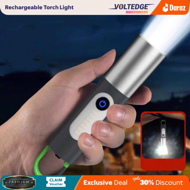 Rechargeable Torch Light Digital Thunder XST-836 – USB Rechargeable LED Flashlight with Convex Lens, 7 High-Speed Blades, 360° Zoom Function, Power Bank Feature, Waterproof Design, Portable Flashlight for Outdoor, Camping & Emergency Use