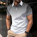 HoneyYami New Summer T Shirts for Men 2023 Short Sleeve Turn-down Collar Letter Printing Button Striped Polo Tees Fashion Pullover Tops.