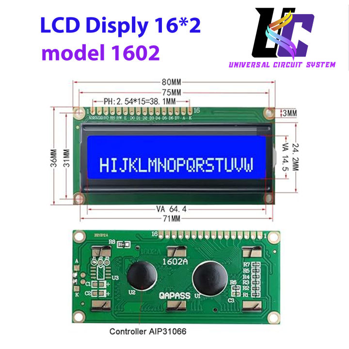 1602%20LCD%20Display%20Module%20DC%205V%2016x2%20White%20Character%20Blue%20Backlight%201602A%2016%20Pin%20Parallel%20Interface%20AIP31066%20Controller%20for%20Arduino%20ESP32%20Development%20orginal%20product%20-%20Image%202