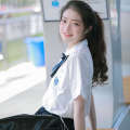 Taiwan Affiliated Middle Genuine Female High School College Style Student Dress White Shirt JK Uniform Set Summer Graduation Season. 