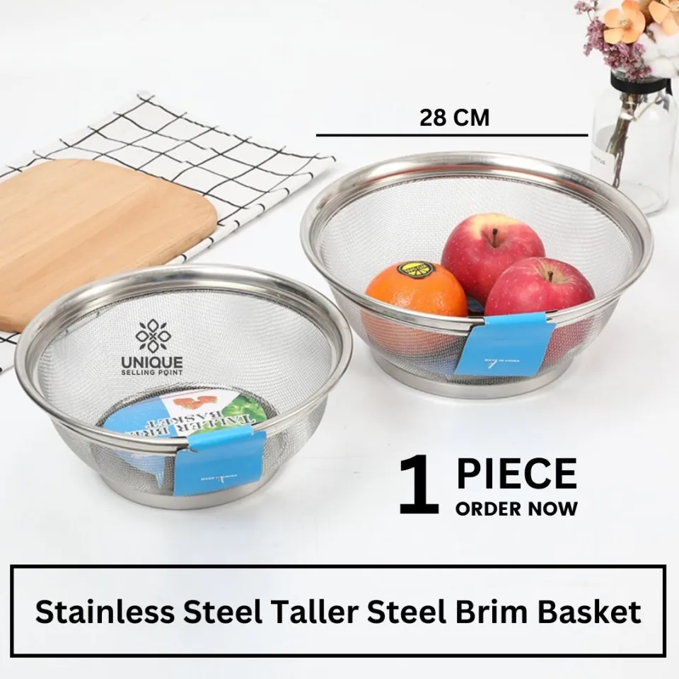 Stainless Steel Taller Steel Brim Basket,Steel Fruit Vegetable