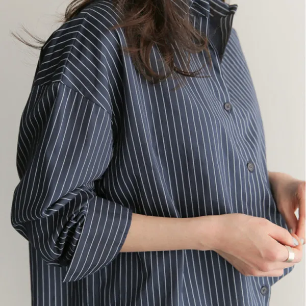 ok.soon+ layered stripe shirt over size