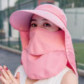 Hats ladies summer sunshade sunscreen mask covers the whole face with UV protection large brim construction site tea picking sun hat.