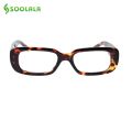 SOOLALA Anti Blue Light Blocking Reading Glasses Women Eyeglasses Frame Small Rectangle Gray Tea Lens Sunglasses Reading Glasses.