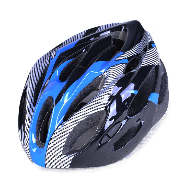 Carbon textured split mountain bike helmet equipped with a cycling