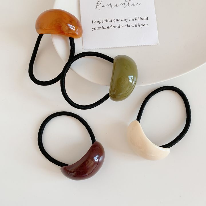 Korean%20Simple%20Temperament%20Acrylic%20Circular%20Black%20Rubber%20Band%20Headdress%20High%20Elastic%20Hair%20band%20Hair%20Accessories%20-%20Image%203