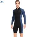 1.5mm Neoprene Men Wetsuit Diving Suit Keep Warm Long Sleeve Shorts Front Zip Protection XXXL.