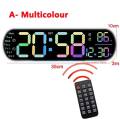 Remote Control Oval Digital Wall Clock Large LED Screen Temperature Humidity Display. 
