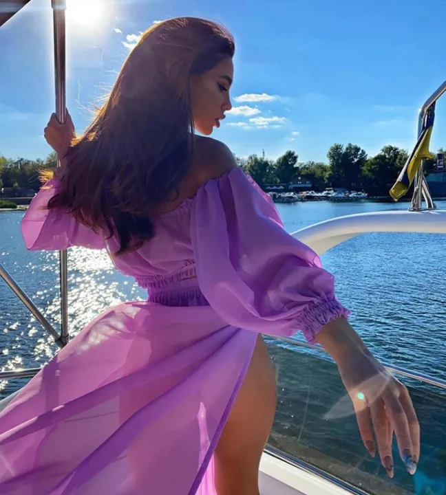 8%20Colors%20Summer%20Women's%20Clothes%20Sets%20Solid%20Color%20Off%20Shoulder%20Long%20Sleeve%20Tops%20Cover%20Up%20Skirt%202pcs%20Suit%20Holiday%20Beachear%20-%20Image%207