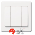 MK Made in Singapore ECORE 4 Gang 10A Big Rocker Four 4Gang Switch Socket. 