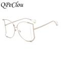QPeClou 2020 New Luxury Pearl Sunglasses Women Fashion Oversized Metal Hollow Sun Glasses Ladies Clear Glasses Frame Spectacles.