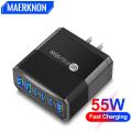 55W USB Charger Multiple Ports USB C Charger PD 3.0 Type C Quick Charge 3.0 Fast Charging For Samsung iPhone 15 14 Pro Xiaomi 13.