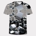 Men New T Shirt 3D Golden Glitter Digital Printed T-shirt O-neck Short Sleeve Men's Casual Personality Tee Comfortable Tops. 
