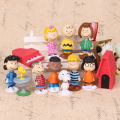 12pcs/set Snoopy Cartoon Charlie Brown And Friends Beagle Woodstock Peanuts Girl Kid Toy Animiation Action Figure Kids Toy Gift Miniature Model.