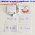 ISO7816 Contact EMV SIM eID Smart Chip Card Reader Writer Programmer for Contact Memory Chip Card +2 PCS Test Cards SDK Kit.