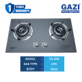 Gazi Gas Stove TG-204 | Premium Glass Body, Auto Ignition, Double Burner | LPG/NG Supported.