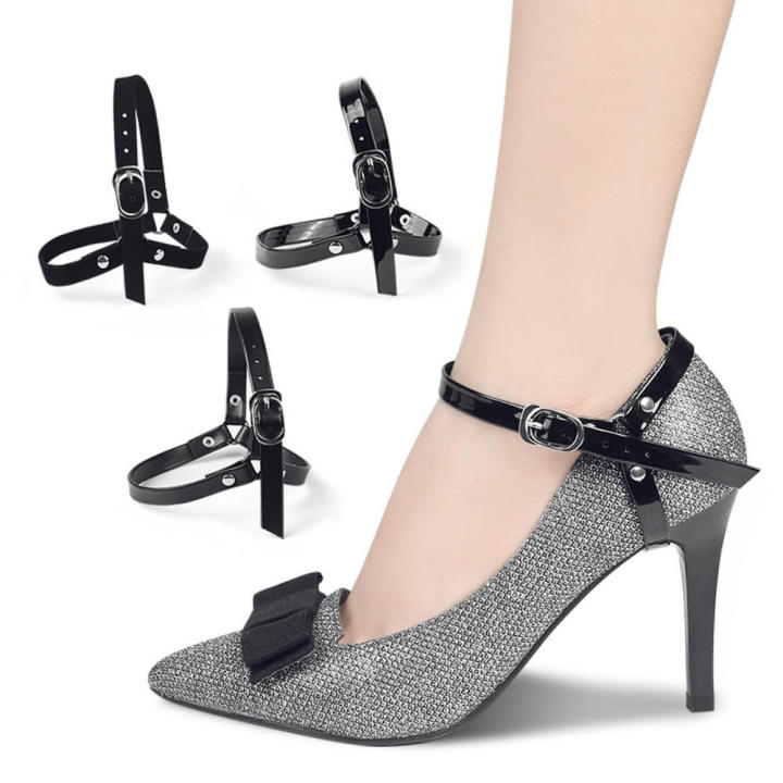 Heels Black Shoe Belt Ankle Strap Women's Black Detachable Laces