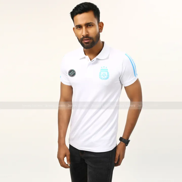 Argentina%20World%20Cup%20Training%20Thai%20White%20Polo%20T-Shirt/Jersey%20-%20Image%202