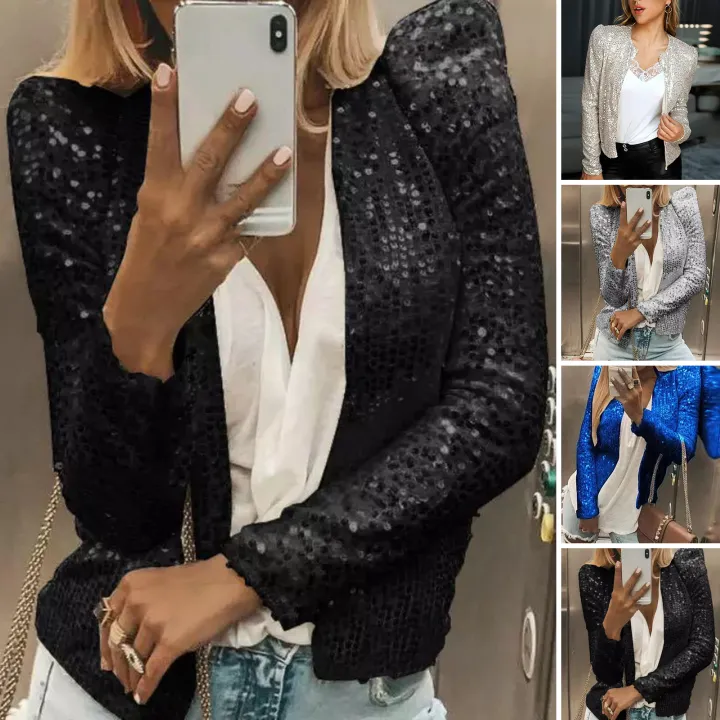 Office%20Ladies%20Jacket%20Sequins%20Glitter%20Short%20Style%20Jacket%20Outwear%20-%20Image%204