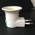 1PC Hot Sell Professional Practical White E27 LED Light Socket To EU Plug Holder Adapter Converter ON/OFF For Bulb Lamp.