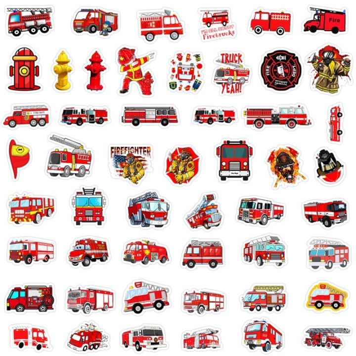 50%20Pcs/Set%20Fire%20Truck%20Graffiti%20Sticker%20for%20Kids%20Notebook%20Hand%20Account%20Pencil%20Case%20Decoration%20Waterproof%20Label%20Stickers%20-%20Image%203