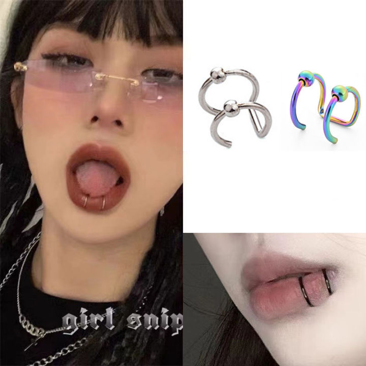 Multi-Ring U-Ring False Nose Ring False Lip Nail Stainless Steel False Ear Bone Nail Piercing Nose Ring