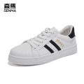 Senma Girls Little White Shoes, Versatile Spring Autumn, Flat Bottom, Lightweight and Minimalist, Thin Student Breathable Casual Board Shoes. 