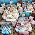 Table Cover 3D print Dining Table Cover Digital new Table cover  with 6pc matching chair cover full 7 pcs set  White Collection. 