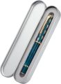 Hongdian N7 Blue Peacock Resin Piston Fountain Pen, Iridium Extra Fine Nib Classic Pen, Smooth Writing Pen with Metal Box. 