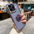 Luxury plating glitter rhinestones ring holder clear case for iPhone 15 13 11 12 14 Pro Max X XR Xs 7 8 plus soft silicone cover. 