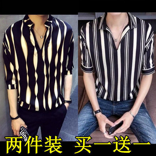 Online%20Red%20VIP%20Shirt%20Social%20Casual%20Korean%20Style%20Trend%20Hair%20Stylist%20Striped%20Pullover%20Shirt%20-%20Image%205
