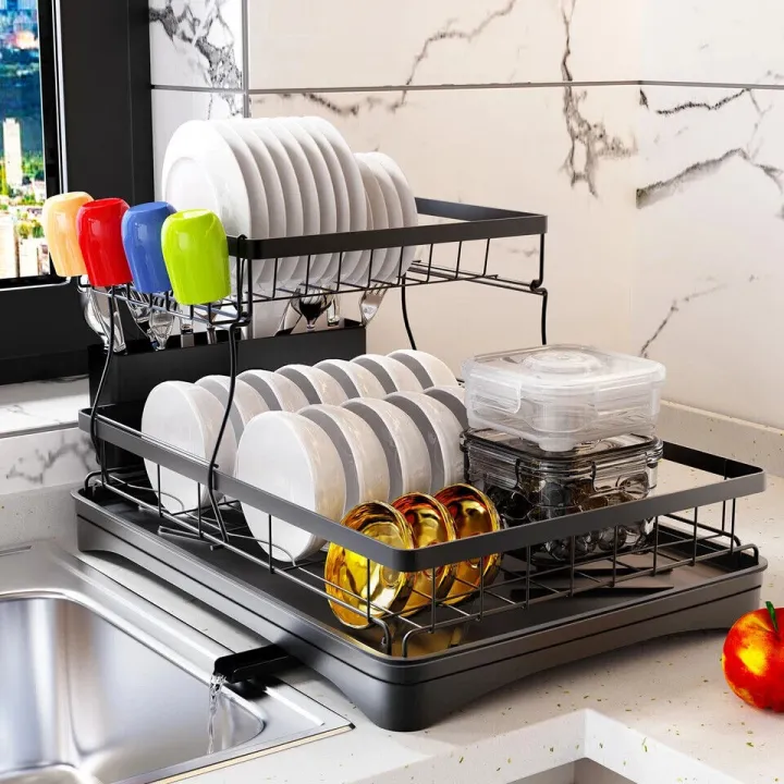 Meat Draining Rack Stainless Steel 2 Tier Dish Rack Dish Drain Rack Drying Rack Dish ...