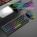 K61 RGB Wired Keyboard 60 Percent 62 Keys Ergonomic Gaming Keyboard Ultra-Compact Mini Keyboard Multiple Modes For Laptop PC.