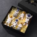 3Pc Astronaut Decor Action Figures and Moon Home Decor Resin Astronaut Statue Room Office Desktop Decoration Presents Boy Gift. 