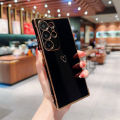Applicable to Japan and South Korea S23U Hollow out Heart Mobile Phone Shell Samsung S23FE/A24 Electroplating Straight Edge Google 7A Protective Sleeve .. 