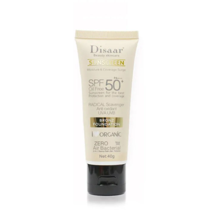 DISAAR Sunscreen Bronz Foundation SPF50+ PA+++ Oil Free Protection ...